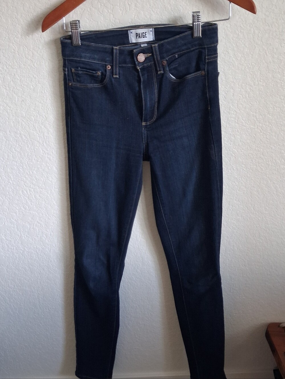 PAIGE Cigarette Skinny Jeans Dark Indigo - Picture 4 of 6
